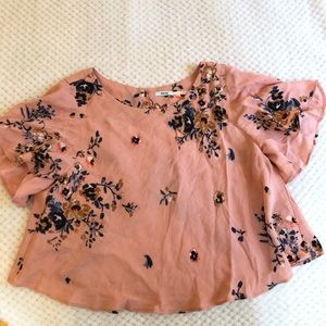 Urban outfitters pink floral crop top